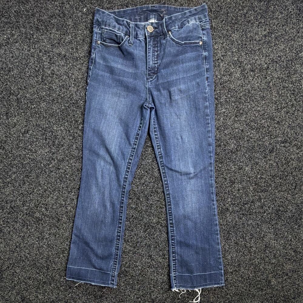 Seven7 Women’s Medium Wash Blue Straight Leg Stretch 5-Pocket Jeans Size 10